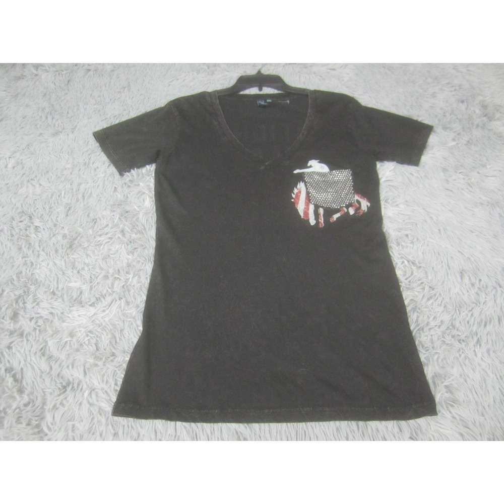 National Rodeo Finals Shirt Teen Girls 2XL Black Wrangler Short Sleeve V-Neck